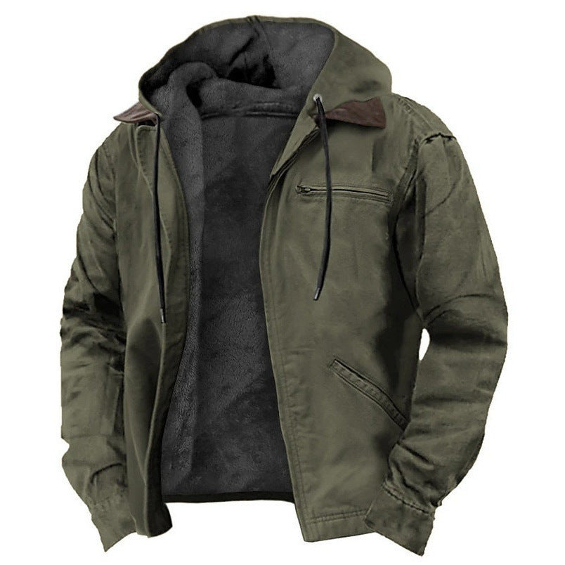 Jacket with Fleece Lining and Zipper Pockets for Men