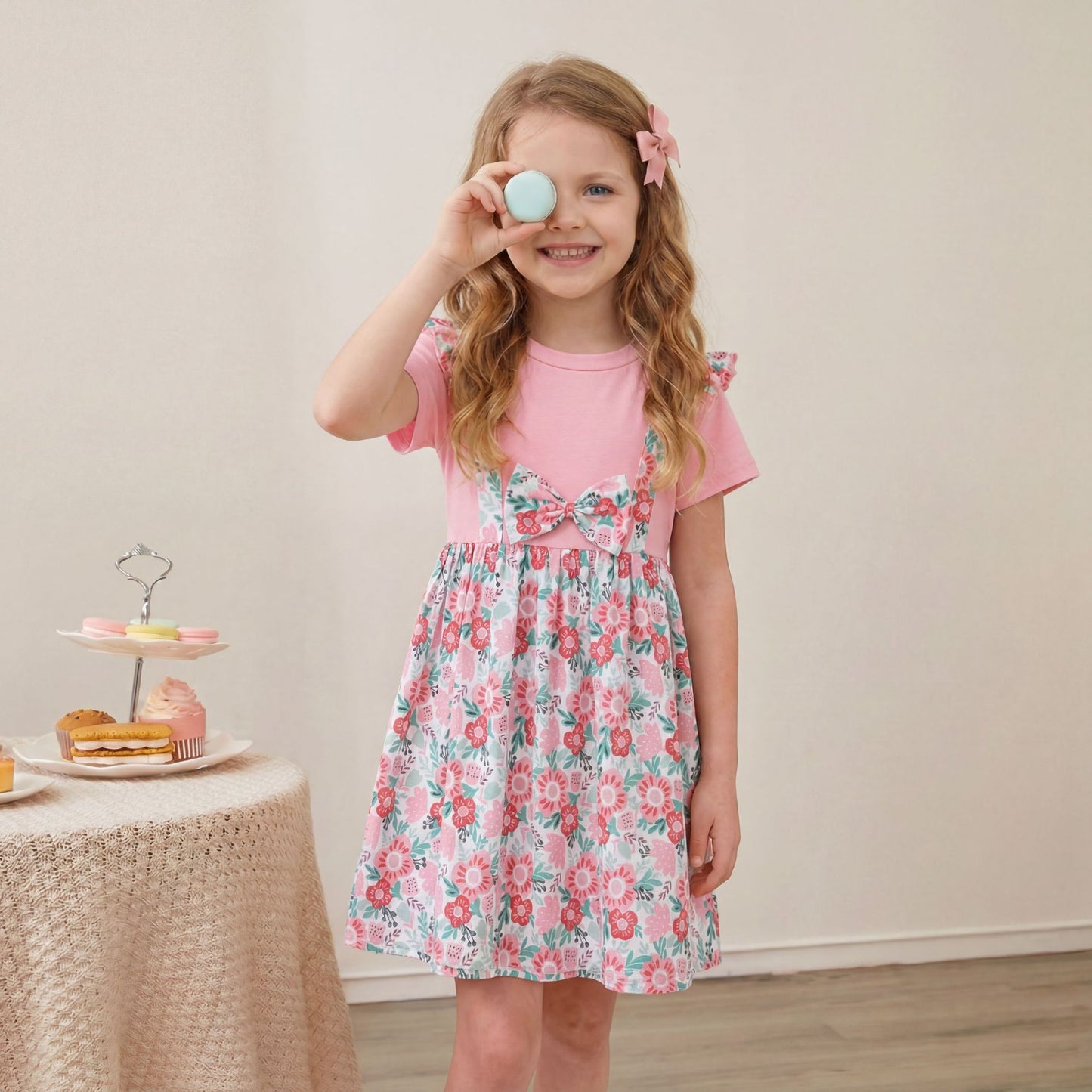 Girls' Dress Cartoon Bow Kids Dress Princess Dress