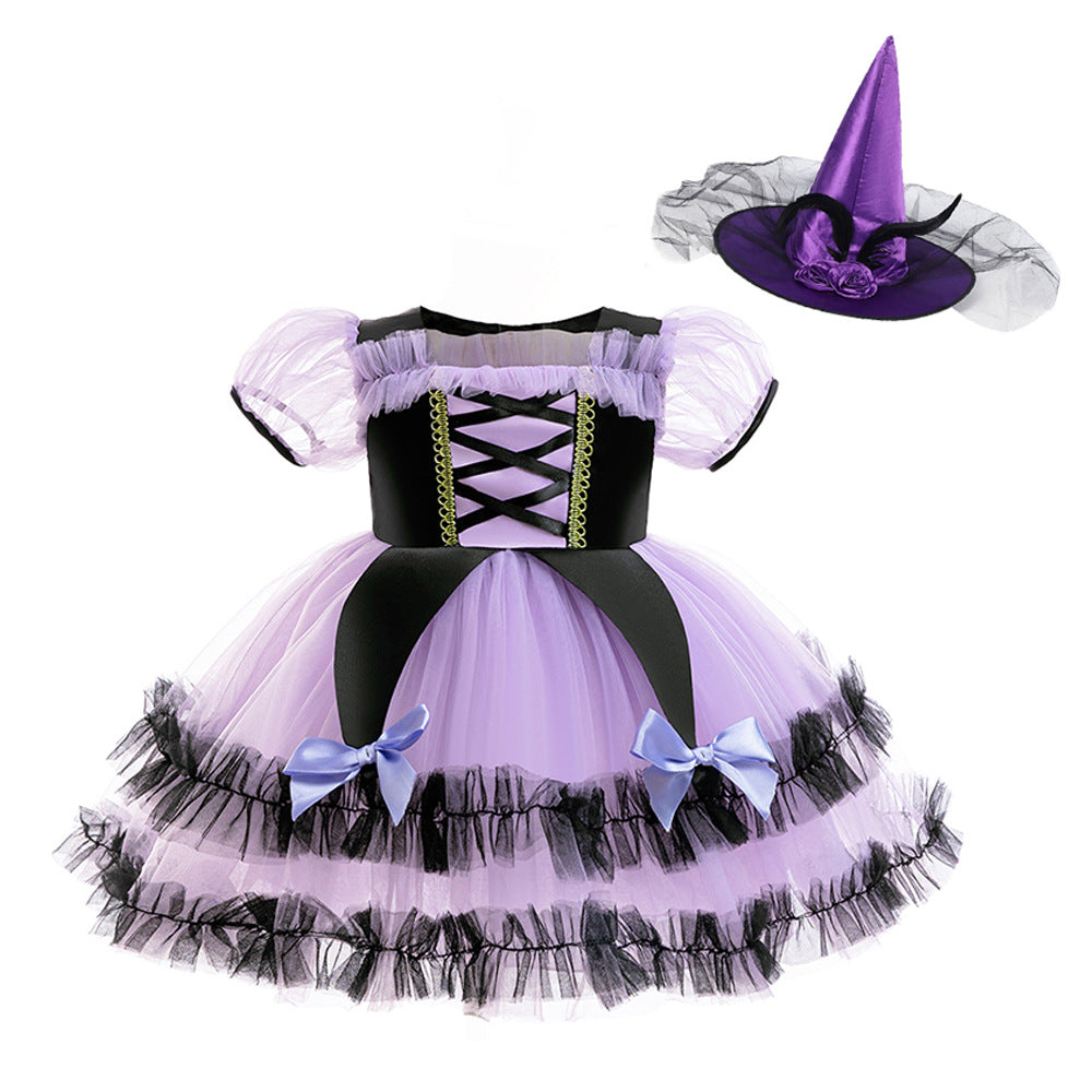 Halloween princess dress for girls, formal evening gown birthday performance dress