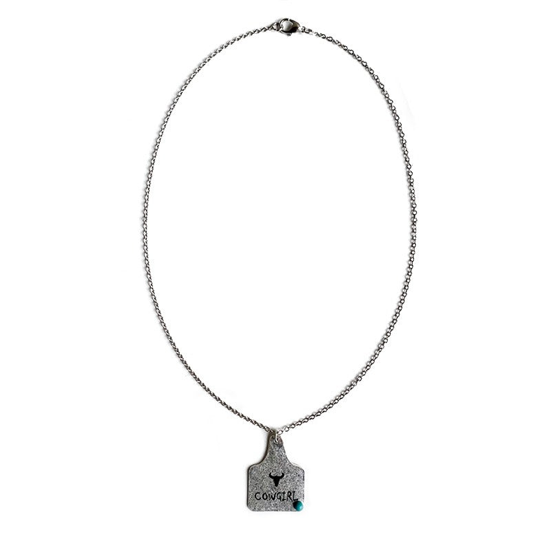 European and American Jewelry Western Denim Necklace Vintage Engraved Cactus Cow Head Horse Hoof Turquoise Necklace Wild