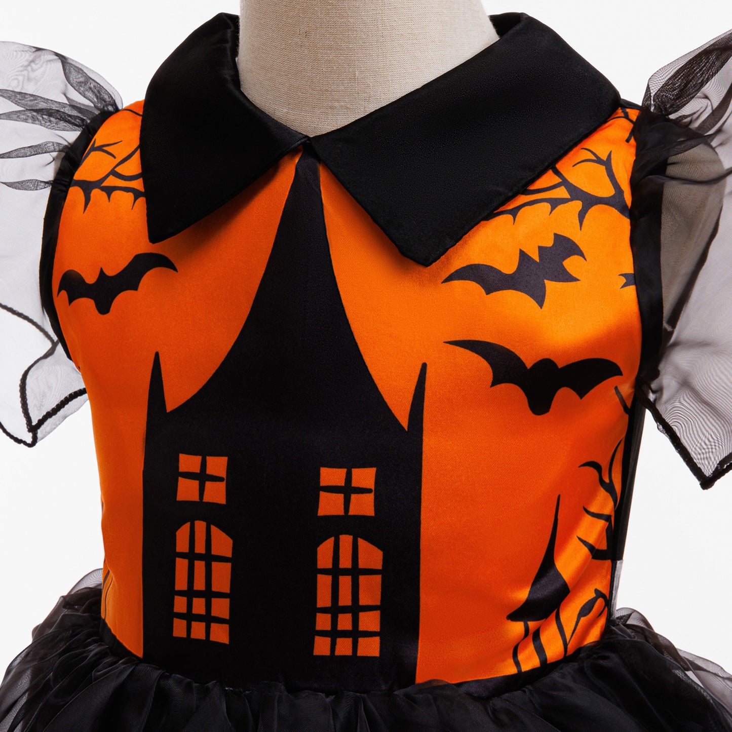 Girls' Halloween Cosplay Printed Dress Tulle Puff Dress