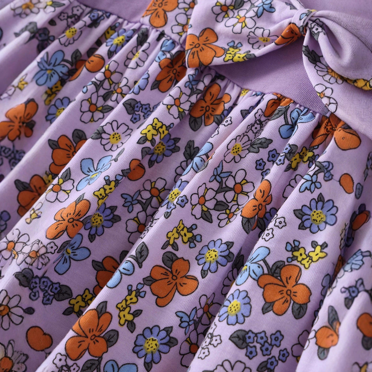 Old Girls' Long Sleeve Dress with Bow