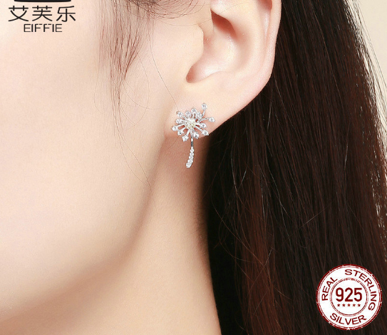 Earrings White Dandelion