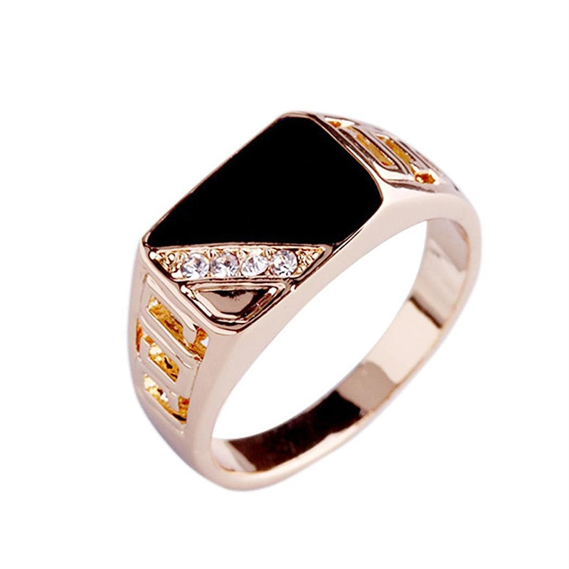 mens Wedding Ring Black Enamel