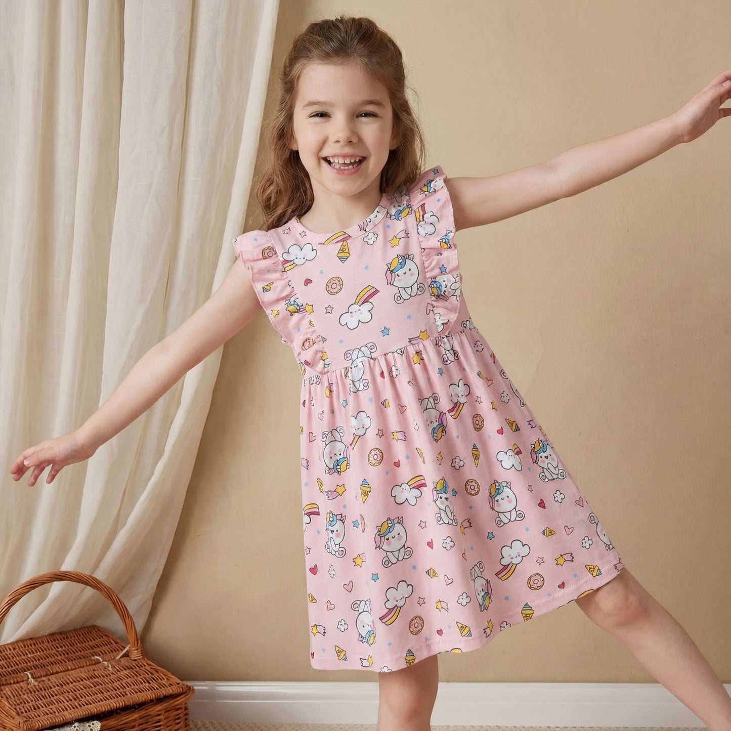 Cartoon Lace Sleeveless Round Neck Princess Dress for Girls