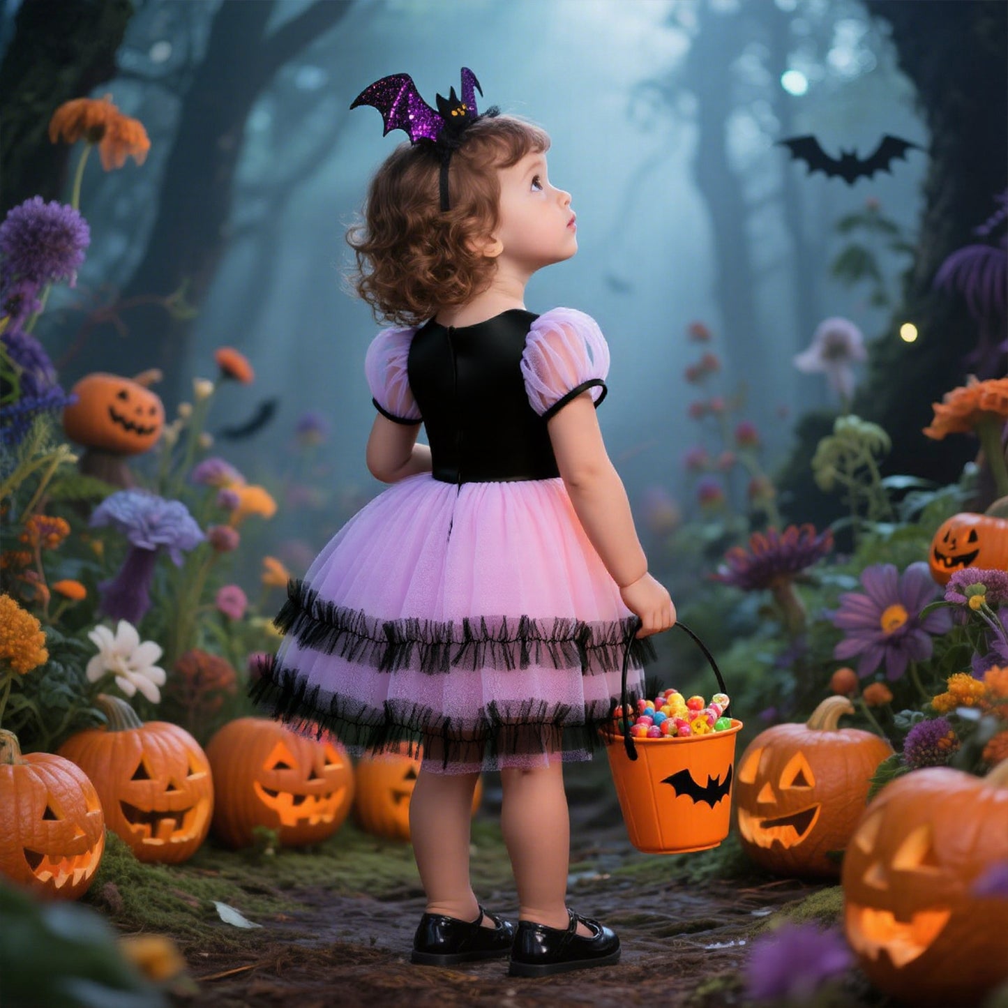 Halloween princess dress for girls, formal evening gown birthday performance dress