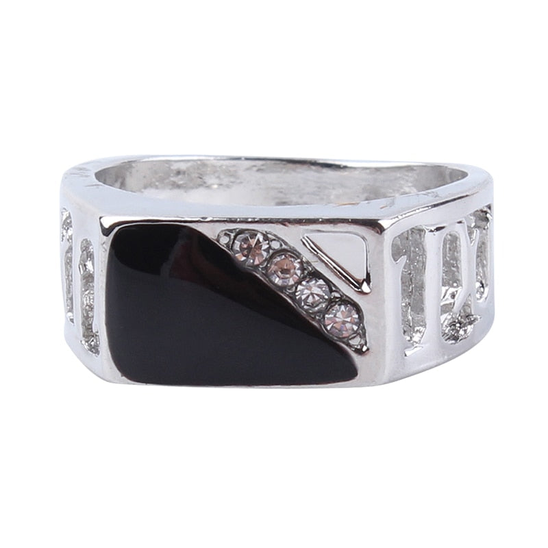 mens Wedding Ring Black Enamel