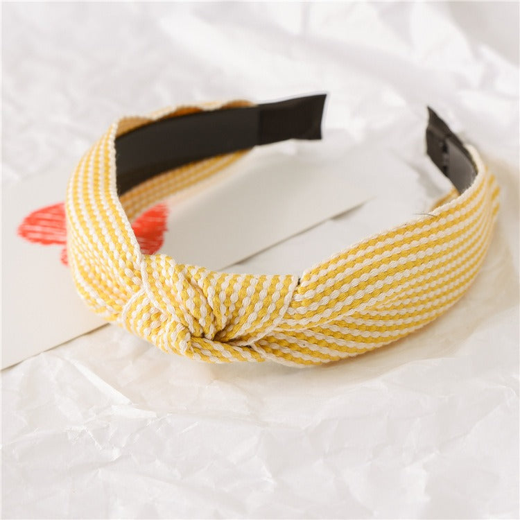 Korean New Simple Cross Grid Hair Hoop Women's Wide Version Crimping Knot Headband Hair Band Jewelry