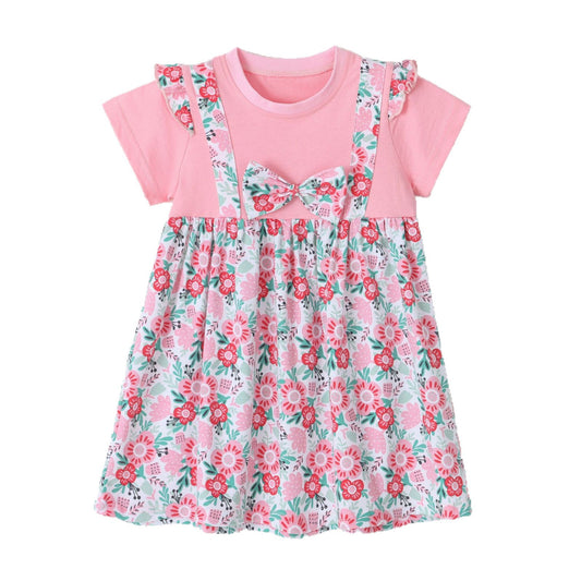 Girls' Dress Cartoon Bow Kids Dress Princess Dress