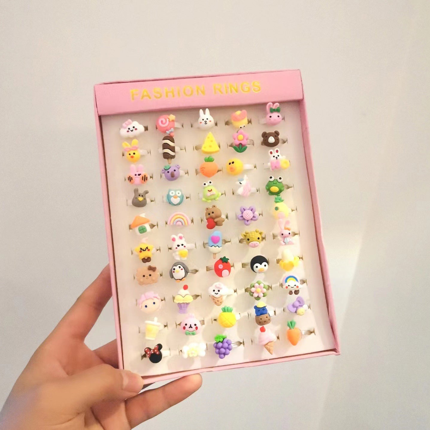 Children's Ring Jewelry Set Korean Cartoon Toy Ring Lovely Princess Girl Gift Resin Ring