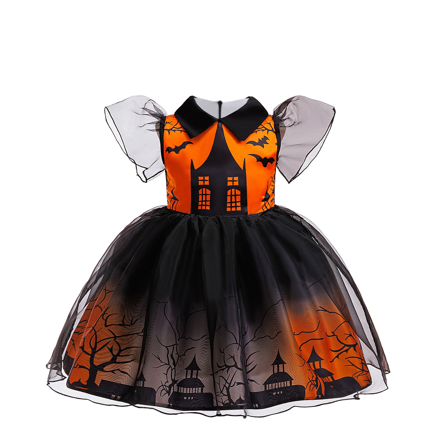 Girls' Halloween Cosplay Printed Dress Tulle Puff Dress