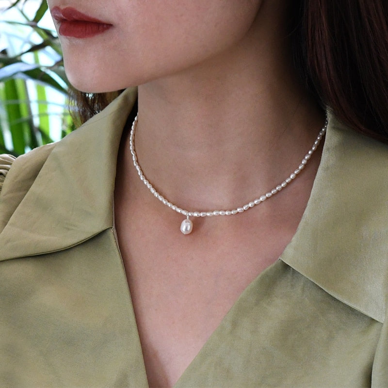 Freshwater Pearl Necklace 925 Sterling Silver