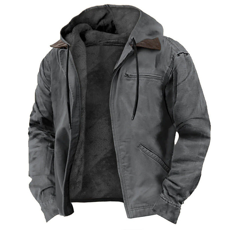 Jacket with Fleece Lining and Zipper Pockets for Men