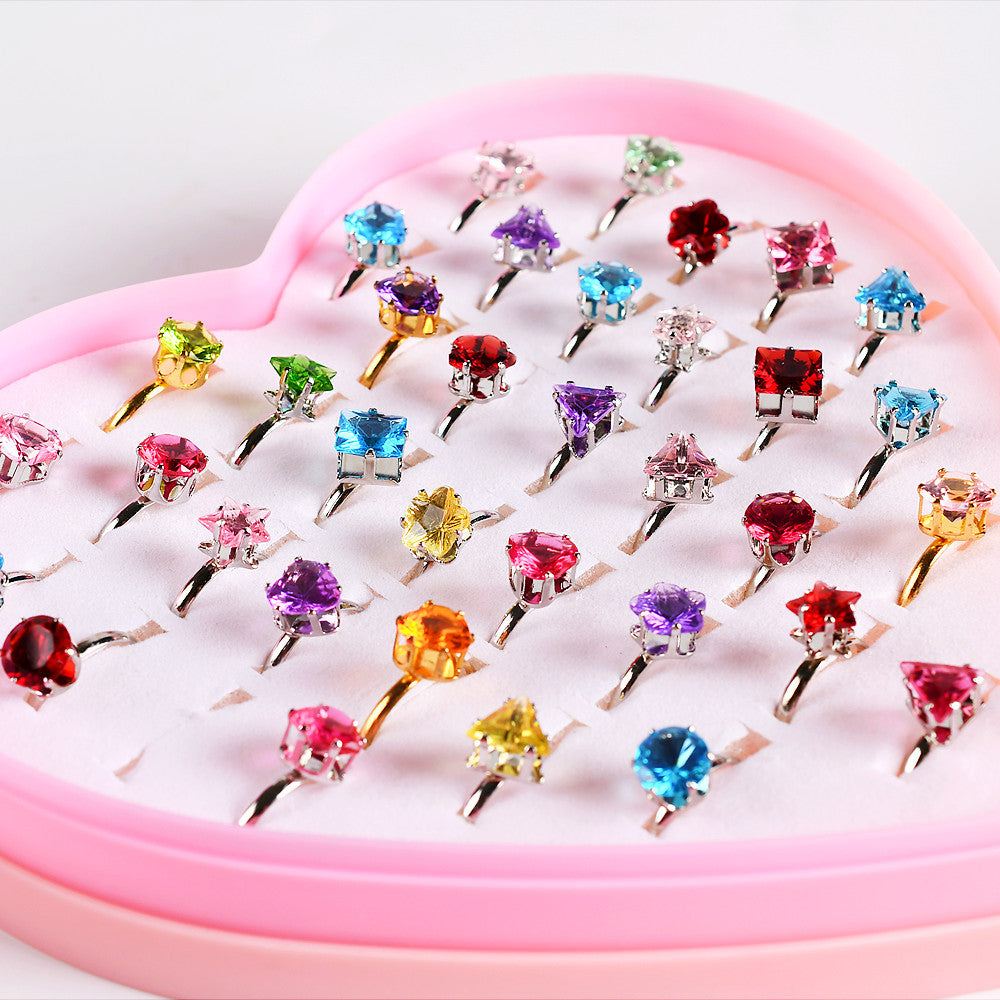Children's Ring Female Cartoon Jewelry Princess Ring Resin Toy Set Kindergarten Little Gift Girl Handwear