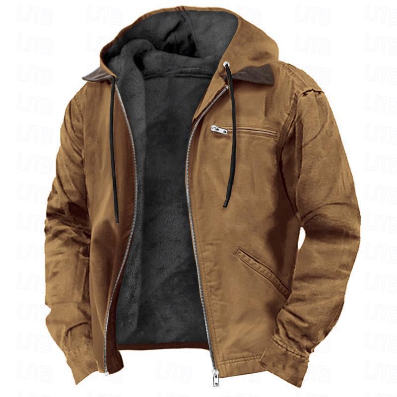 Jacket with Fleece Lining and Zipper Pockets for Men