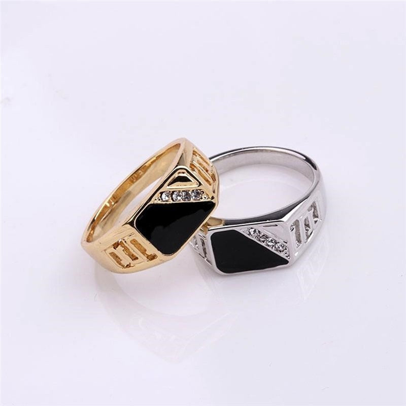 mens Wedding Ring Black Enamel