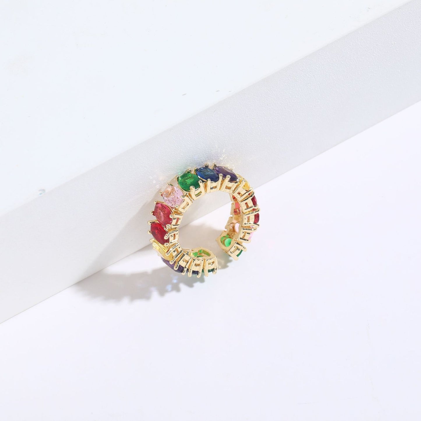 Copper Plated Zircon Ring Ins Style Simple And Luxury 14K Copper Plated Real Gold Ring Jewelry