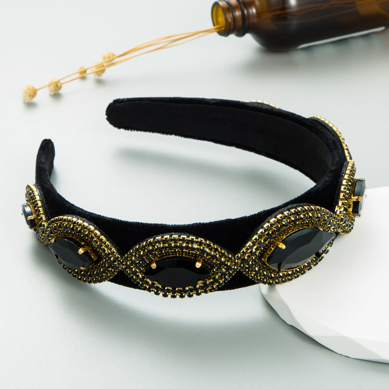 Headband Ins Style Fashion Super Flash Rhinestone Baroque Headband French Temperament Head Jewelry