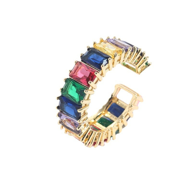 Copper Plated Zircon Ring Ins Style Simple And Luxury 14K Copper Plated Real Gold Ring Jewelry