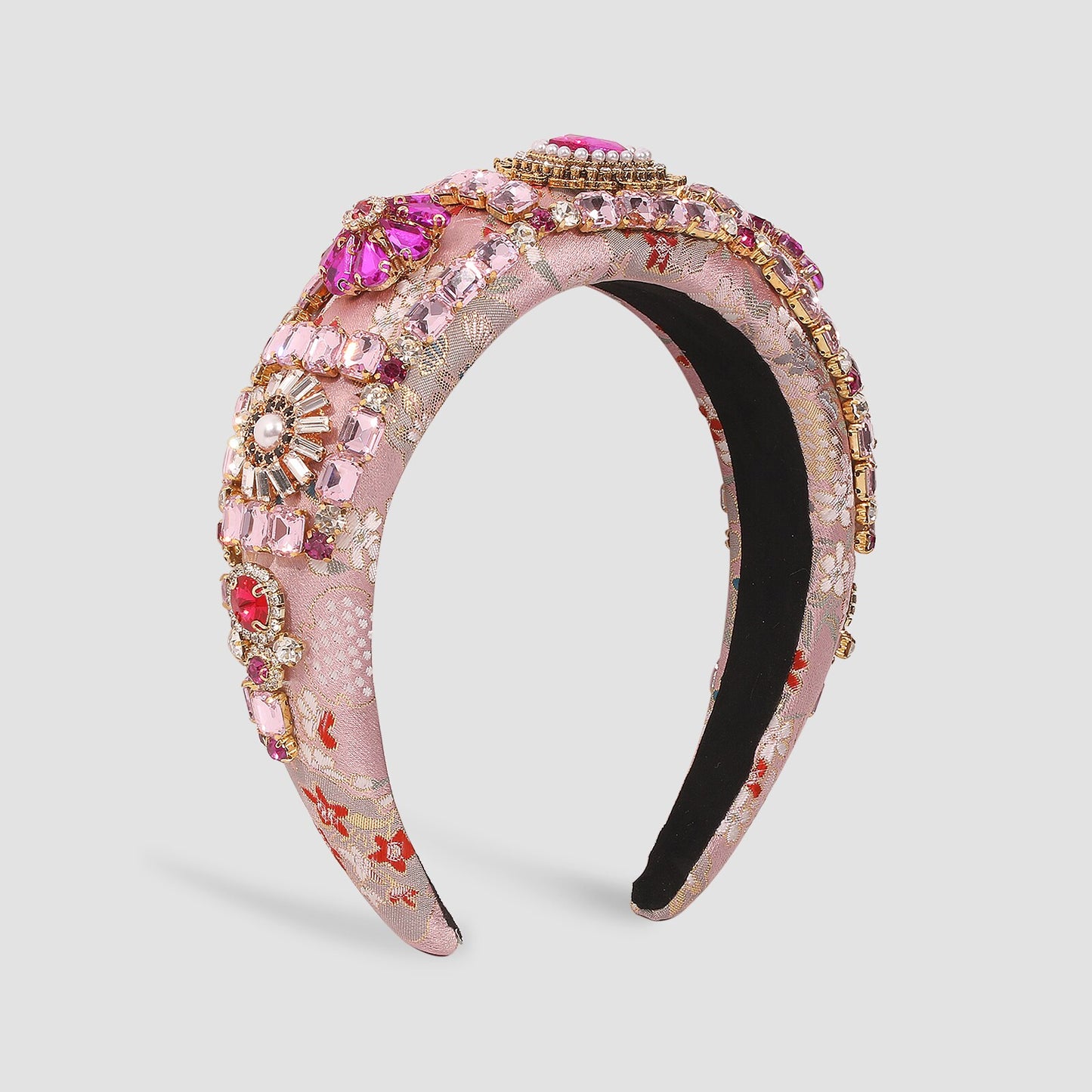 Exquisite Embroidery Rhinestone Flower Headbands Simulation Pearl Beads Padded Headpieces Women's Hair Jewelry Accessories Gifts