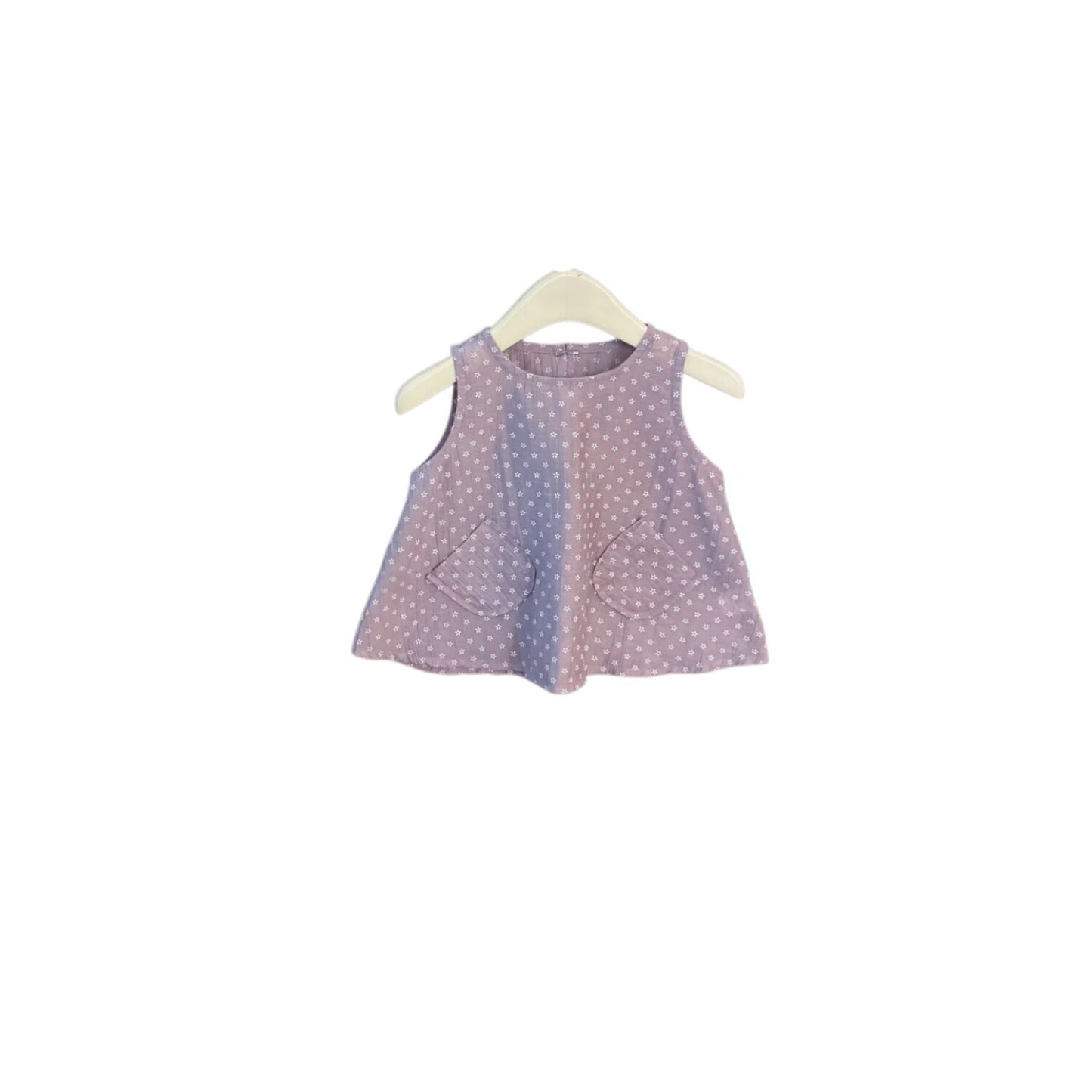 Purple Tone! Girls' Floral Dress Small Flower Sleeveless Dress with Shorts