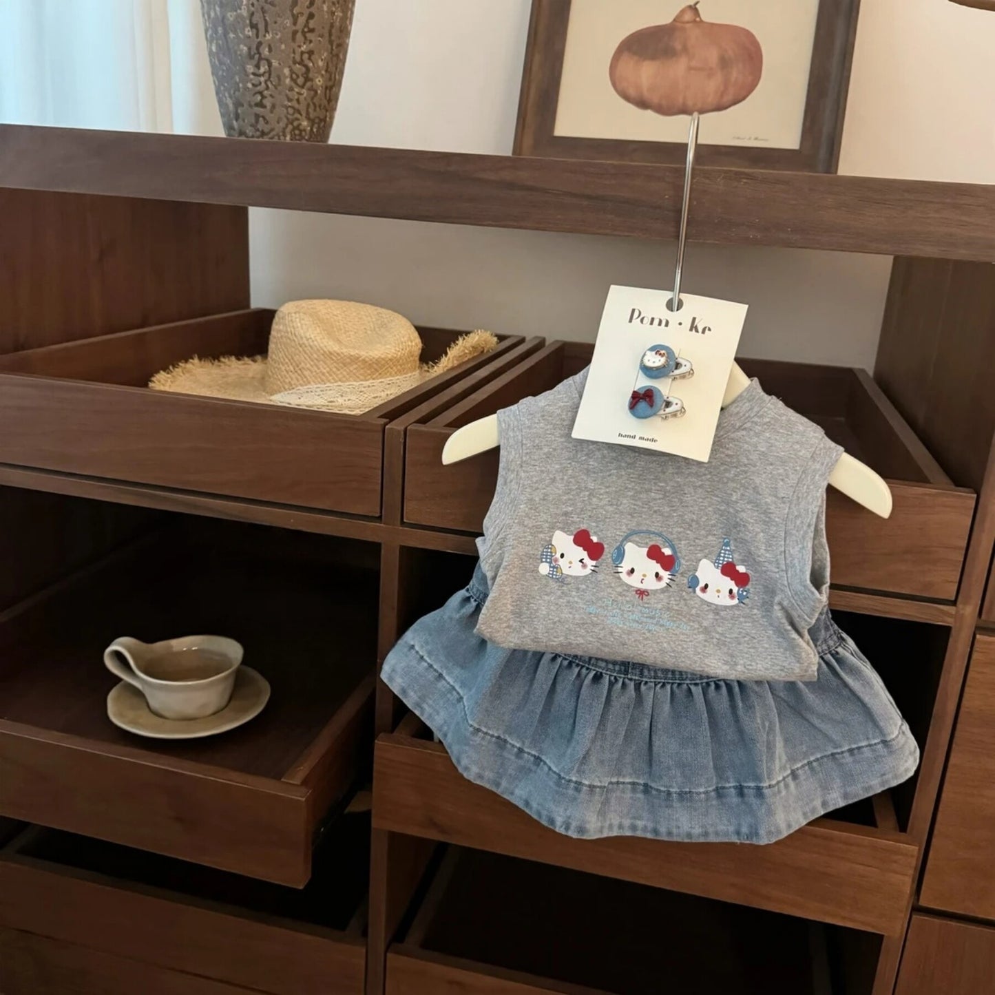 Dress with Denim Mermaid Skirt Set for Girls Outfit