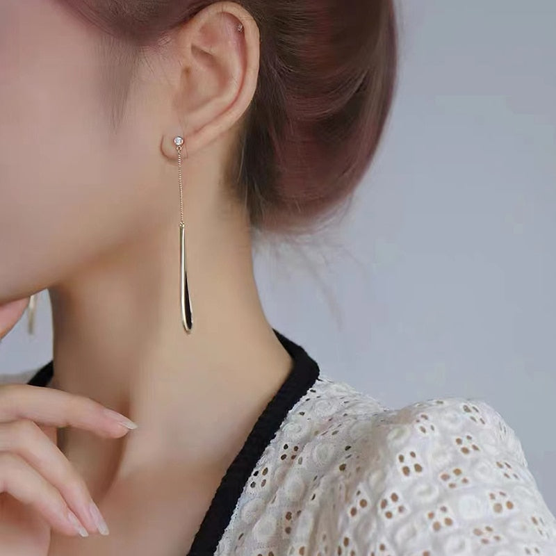 Fashion Black Drop Tassel Long Earrings New Fashion Party Luxury Accessories For Women's Temperament Jewelry