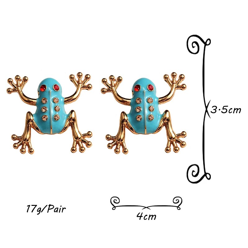 New Cute Animal Enamel Stud Earrings For Women Frog Metal Earring Girls Birthday Party Jewelry Accessories