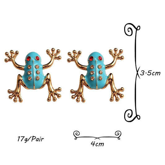 New Cute Animal Enamel Stud Earrings For Women Frog Metal Earring Girls Birthday Party Jewelry Accessories