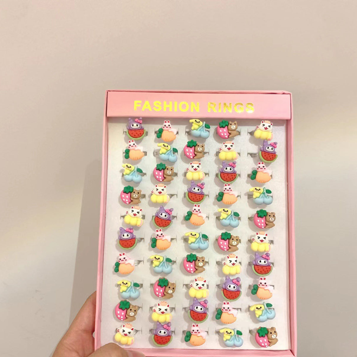 Children's Ring Jewelry Set Korean Cartoon Toy Ring Lovely Princess Girl Gift Resin Ring