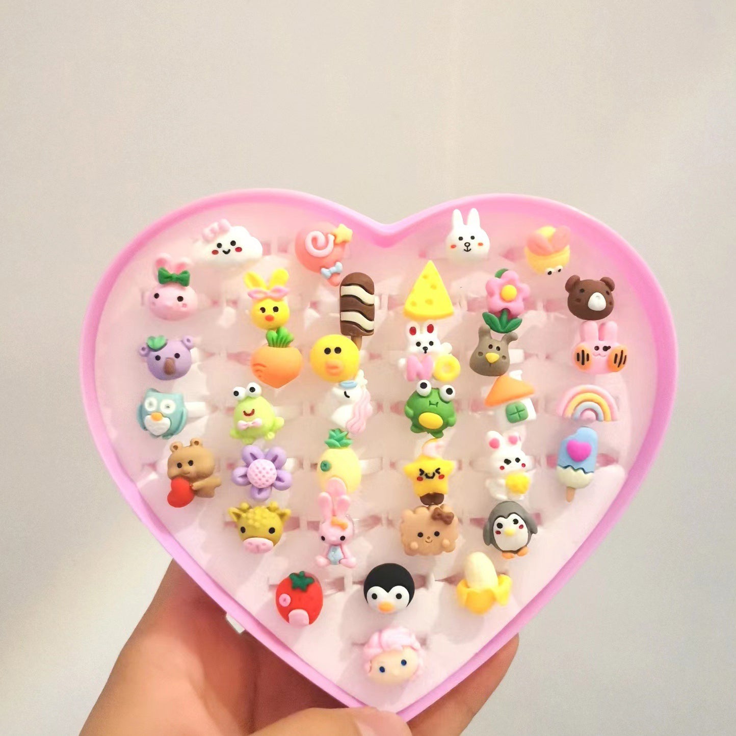 Children's Ring Jewelry Set Korean Cartoon Toy Ring Lovely Princess Girl Gift Resin Ring