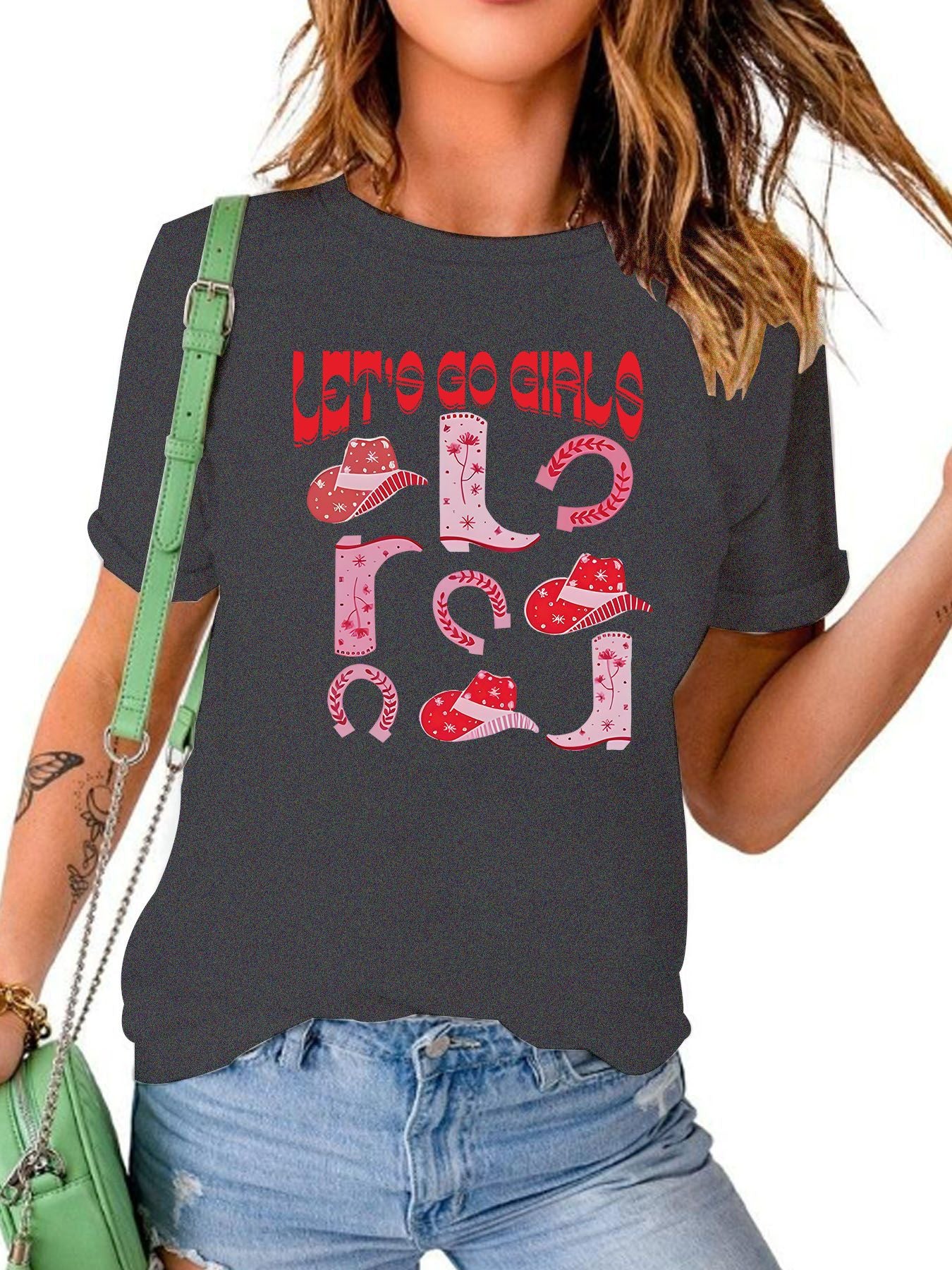 GIRLS pattern short sleeved shirt