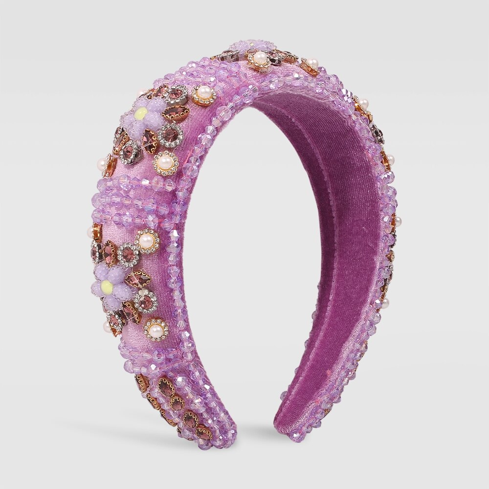 Exquisite Embroidery Rhinestone Flower Headbands Simulation Pearl Beads Padded Headpieces Women's Hair Jewelry Accessories Gifts