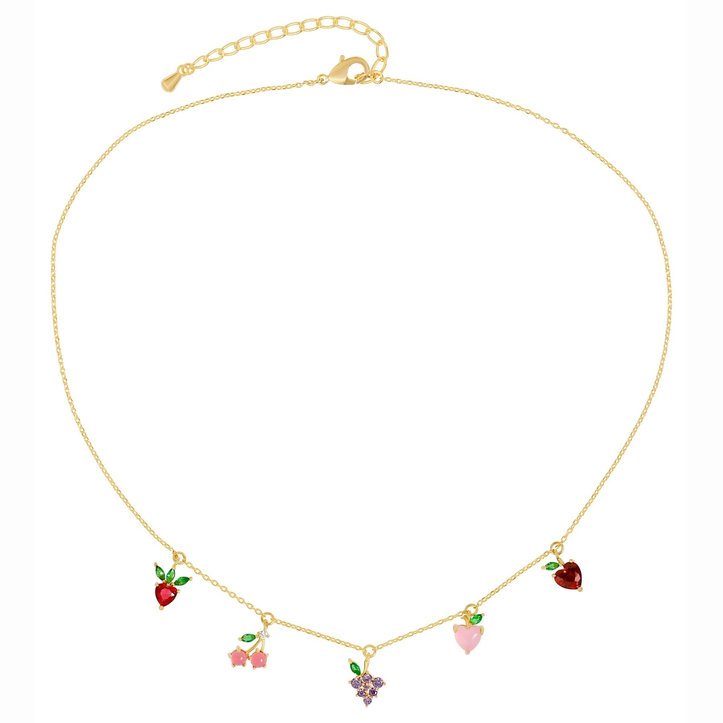 Jewelry INS Hot Color Zircon Necklace Cherry Honey Peach Tropical Fruit Collar Chain Necklace Girl