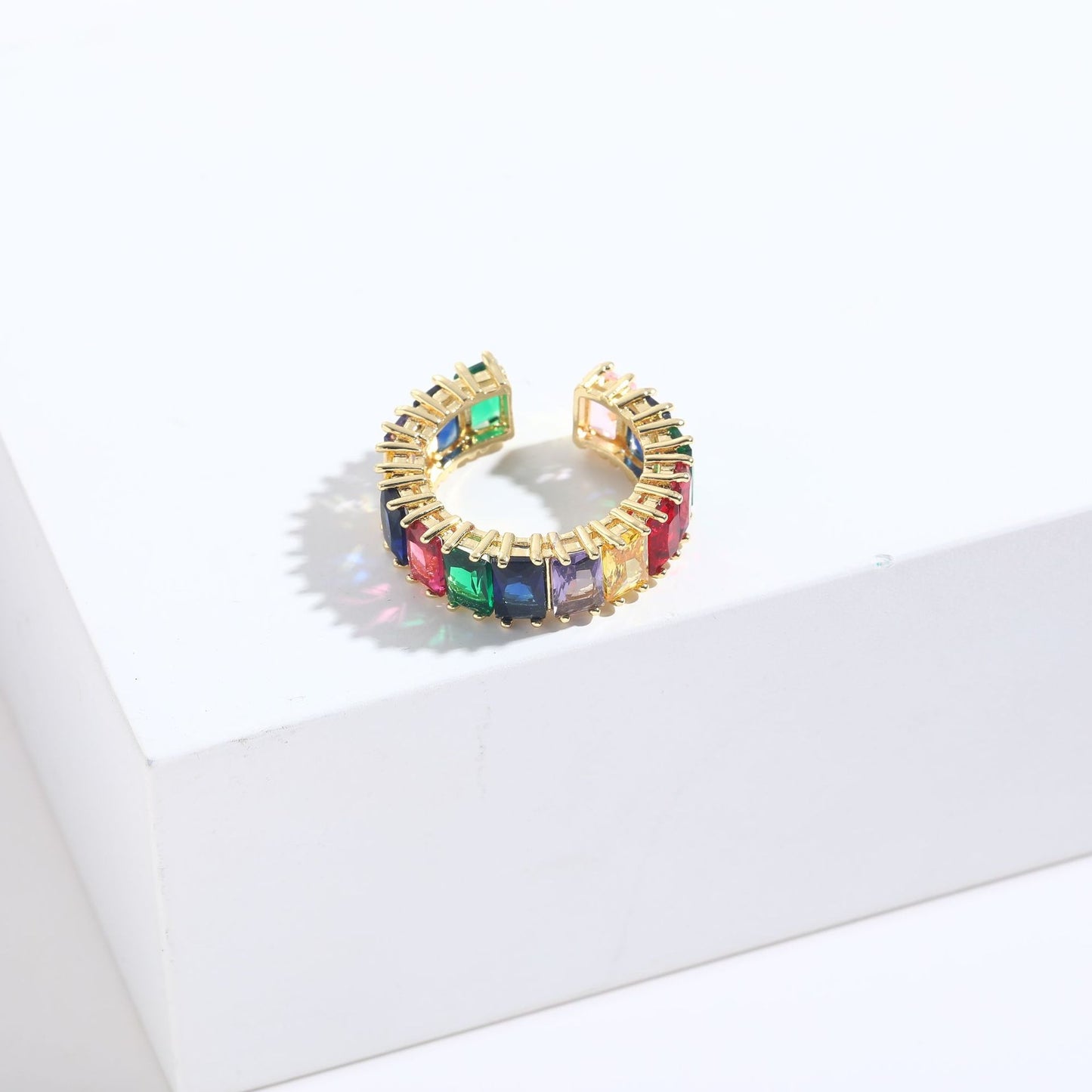 Copper Plated Zircon Ring Ins Style Simple And Luxury 14K Copper Plated Real Gold Ring Jewelry