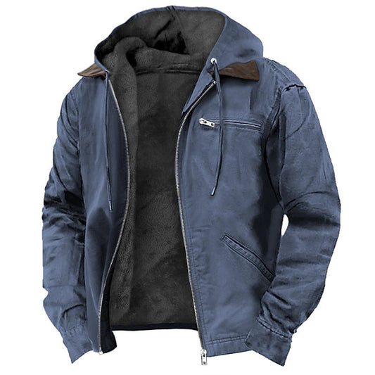 Jacket with Fleece Lining and Zipper Pockets for Men