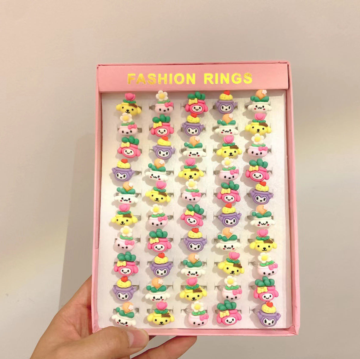 Children's Ring Jewelry Set Korean Cartoon Toy Ring Lovely Princess Girl Gift Resin Ring