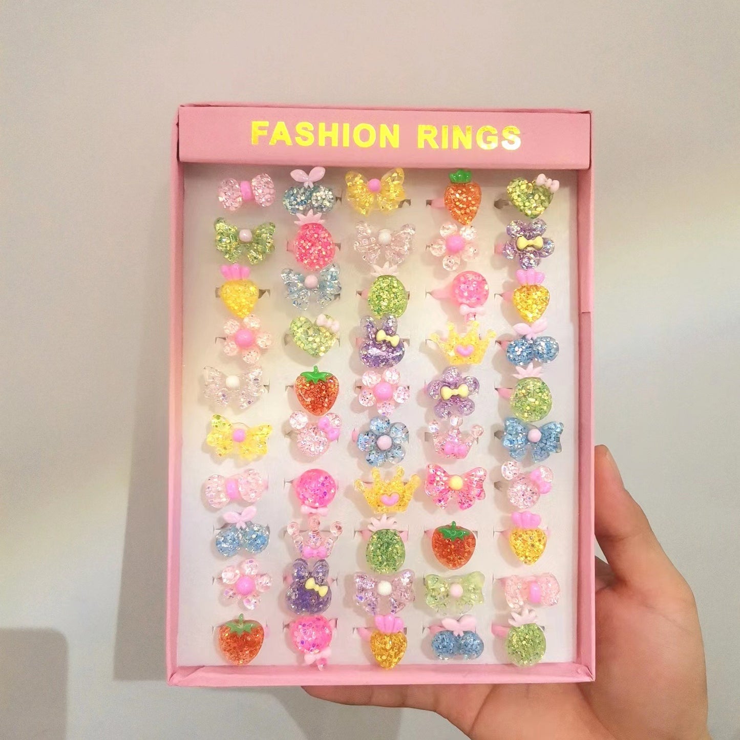 Children's Ring Jewelry Set Korean Cartoon Toy Ring Lovely Princess Girl Gift Resin Ring