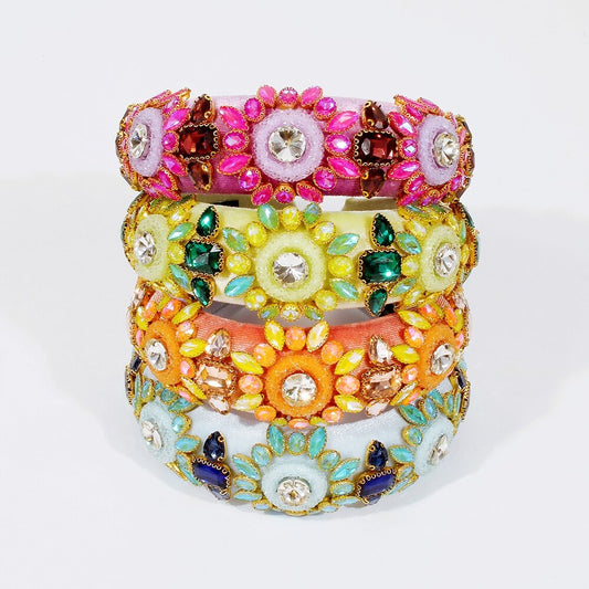 Exquisite Embroidery Rhinestone Flower Headbands Simulation Pearl Beads Padded Headpieces Women's Hair Jewelry Accessories Gifts
