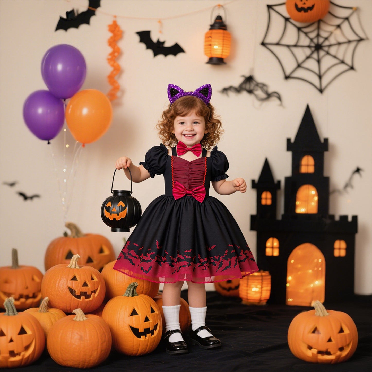Halloween New Girls' Princess Dress Printed Organza Dress Children's Festival