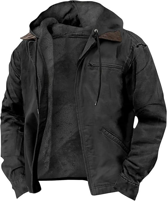 Jacket with Fleece Lining and Zipper Pockets for Men
