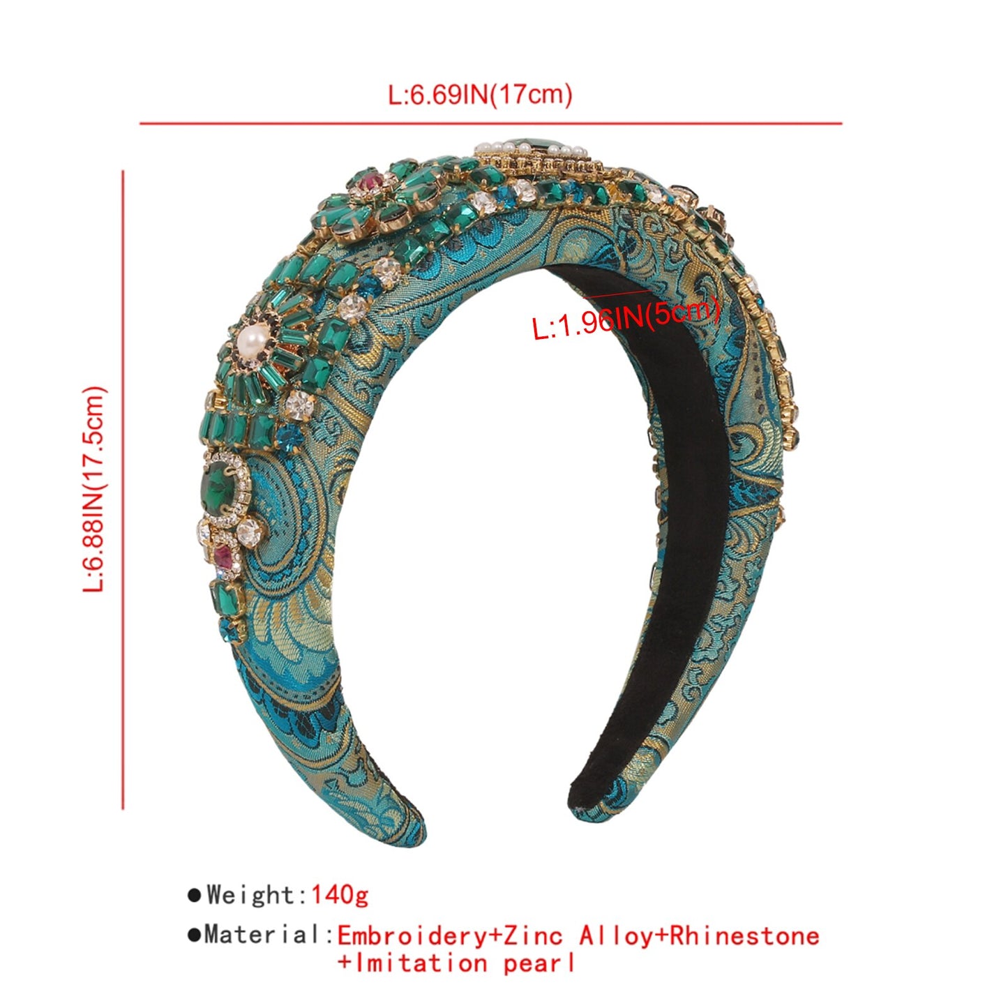 Exquisite Embroidery Rhinestone Flower Headbands Simulation Pearl Beads Padded Headpieces Women's Hair Jewelry Accessories Gifts