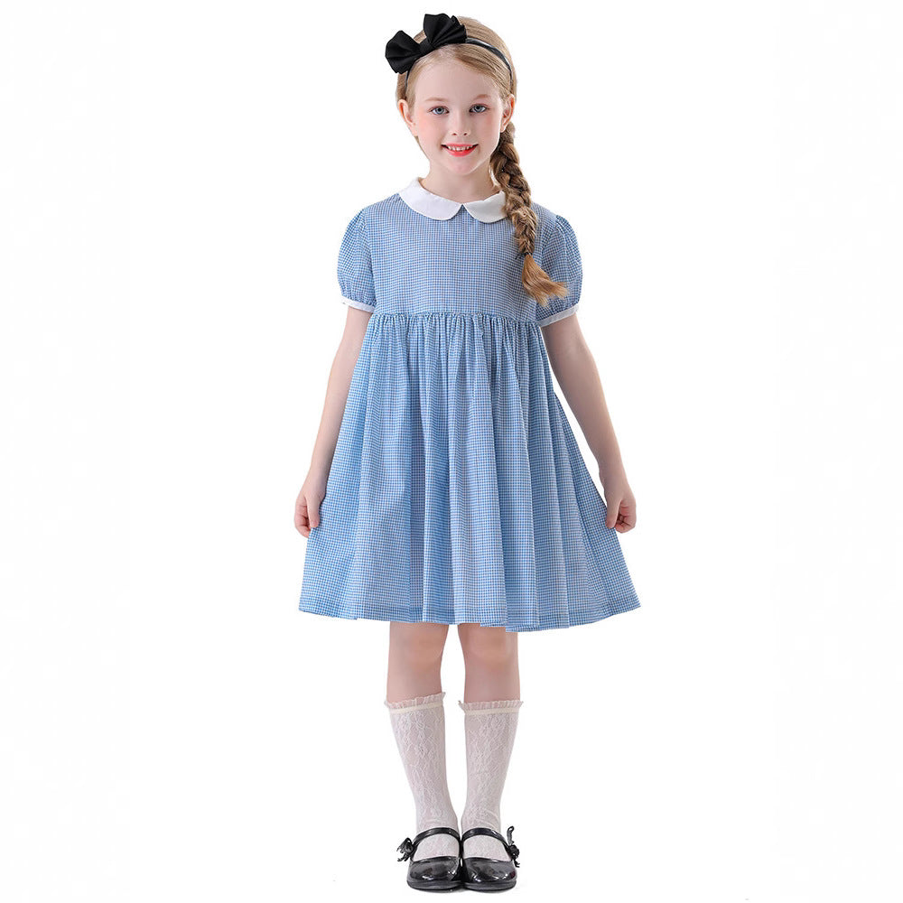 Halloween Cosplay Alice Princess Dress for Girls Blue Maid Costume Dress