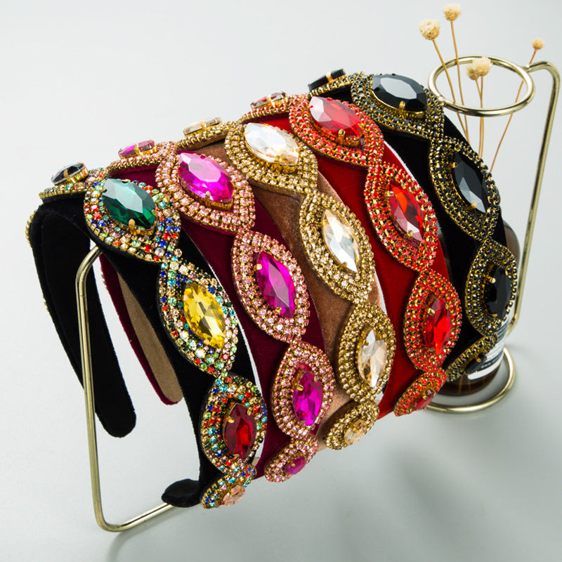 Headband Ins Style Fashion Super Flash Rhinestone Baroque Headband French Temperament Head Jewelry