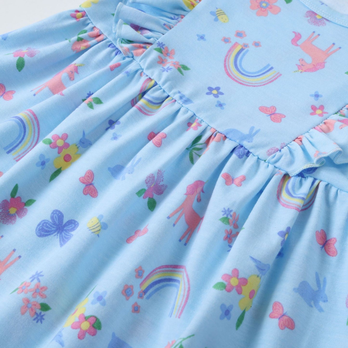 Cute Unicorn Print Long Sleeve Dress for Girls