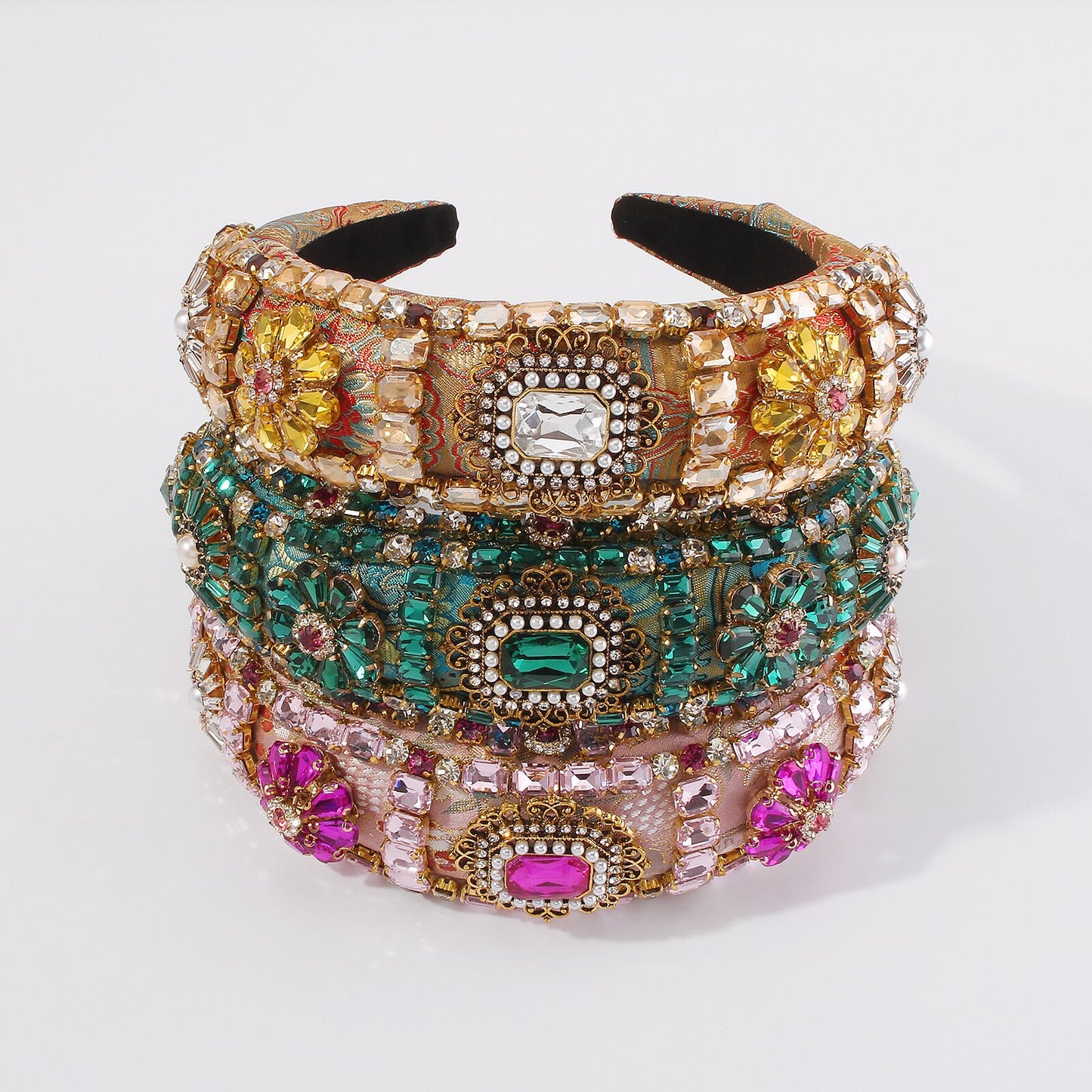 Exquisite Embroidery Rhinestone Flower Headbands Simulation Pearl Beads Padded Headpieces Women's Hair Jewelry Accessories Gifts