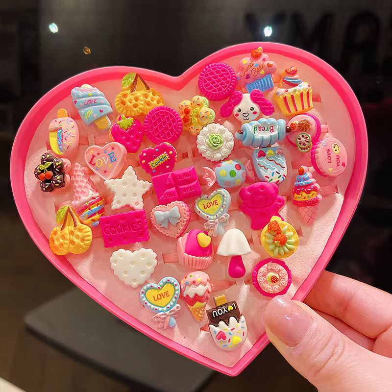 Children's Ring Female Cartoon Jewelry Princess Ring Resin Toy Set Kindergarten Little Gift Girl Handwear