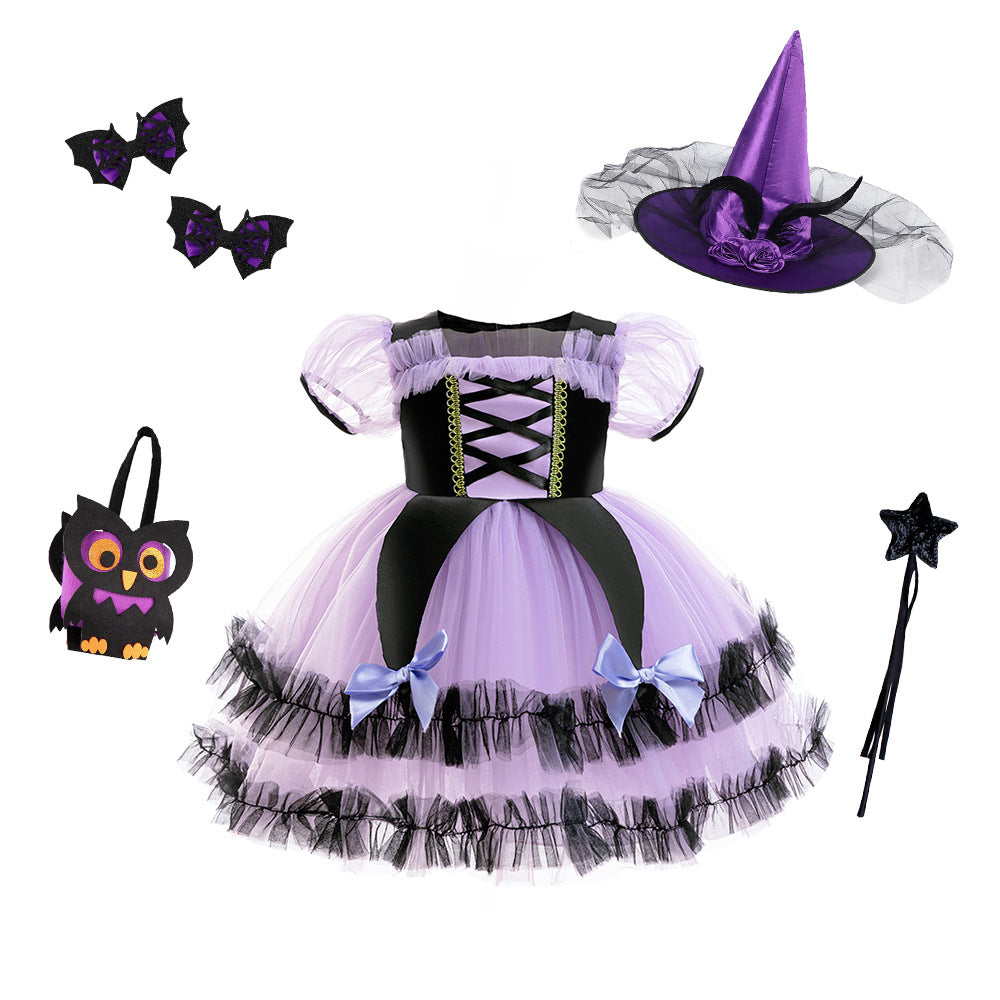 Halloween princess dress for girls, formal evening gown birthday performance dress