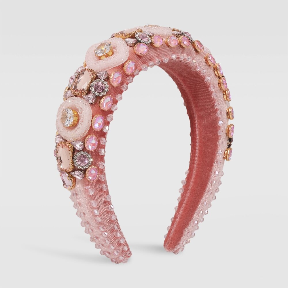 Exquisite Embroidery Rhinestone Flower Headbands Simulation Pearl Beads Padded Headpieces Women's Hair Jewelry Accessories Gifts