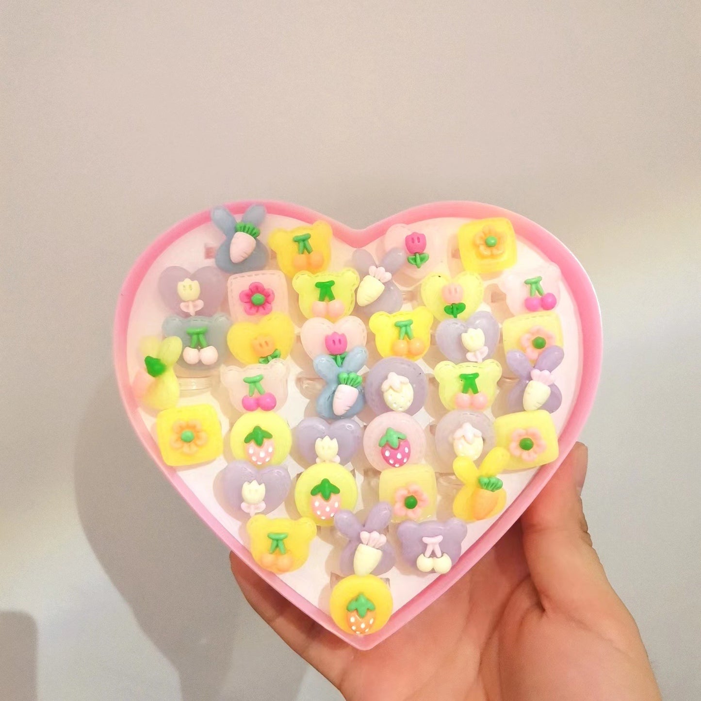 Children's Ring Jewelry Set Korean Cartoon Toy Ring Lovely Princess Girl Gift Resin Ring
